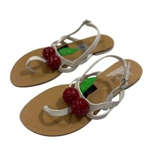 Olivia Miller T-Strap CHERRY Sandals Ankle Strap Sz 7 Rhinestone Embellished